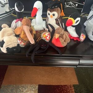 Vtg Beanie Babies Lot 8 Spinner Pugsley Beak Early Loosy Puffer Wise Stilts